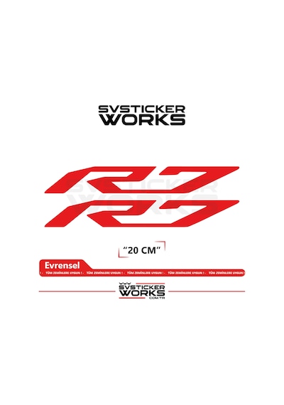 Yamaha R7 Uyumlu Yazı Sticker Yüksek Kalite Özel Kesim Folyo 2'li Set Kırmızı