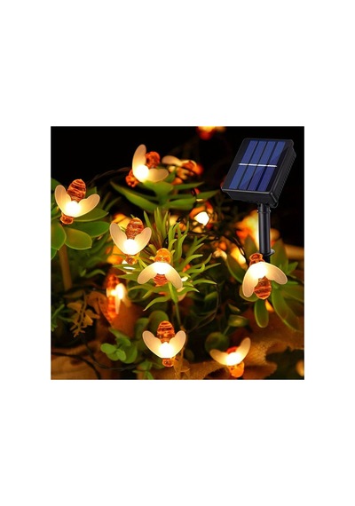 4.5 M 30 Led'li Güneş Enerjili Arı Figürü Bahçe Teras Balkon Aydınlatma Led Arı Işık Zinciri