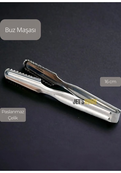 Buz Maşası Paslanmaz Buz Kaşığı Çelik İnox 16 Cm Metalik Gri