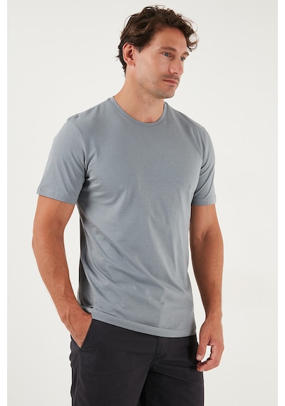 Buratti Pamuklu Regular Fit Bisiklet Yaka Erkek T Shirt 59020204 Açık Gri