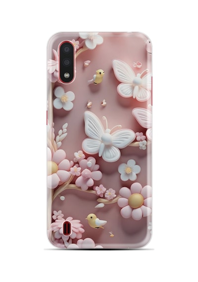 Samsung Samsung Galaxy Uyumlu A01 Kılıf Boutique Baskılı Resimli Pembe Kelebekler Pcode -088
