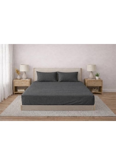 Septumium%100 Pamuklu Lastikli Çarşaf, Andrasit, 2 Yastık Kılıfı Dahil 160x200 Abanoz