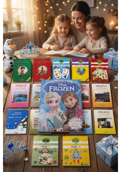 Tatil Seti 24'lü Etkinlik Kavram Boyama Dikkat Matematik 4-7 Yaş Frozen Hediyeli