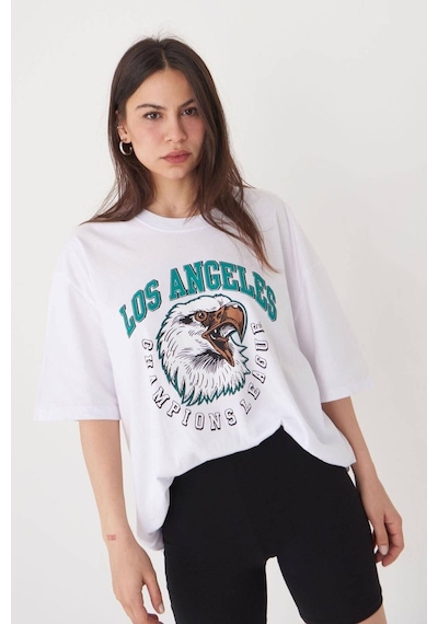 Blackjack Giyim Kadın Beyaz Yazılı Baskılı Tshirt Beyaz