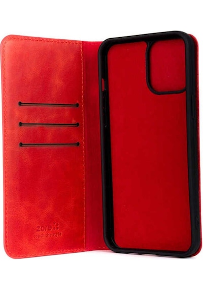 Apple iPhone Uyumlu 11 Pro Max Pak Hakiki Deri Multi Cüzdan Kılıf-kırmızı