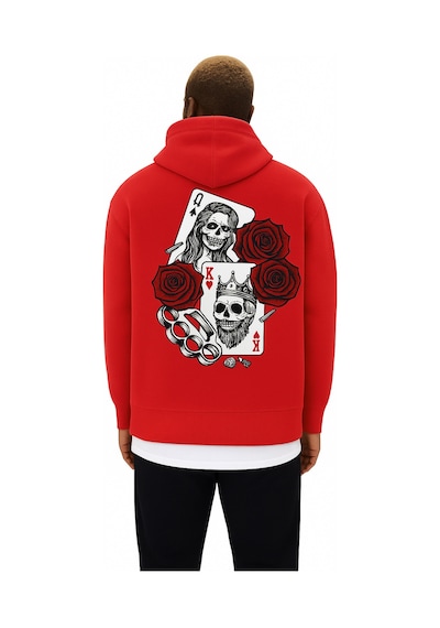 Benroma 3 İplik Penye Baskılı Over Size Unisex Sweat Kırmızı