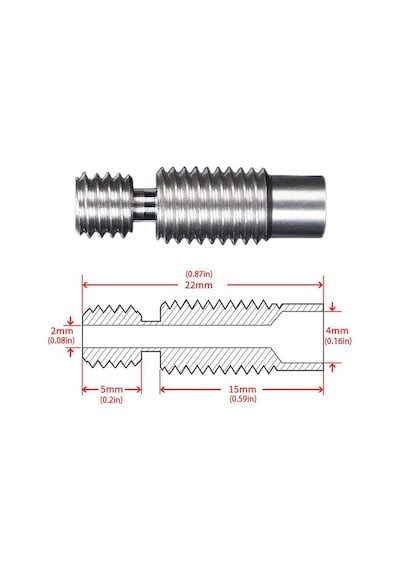 Koodmax 3d Yazıcı E3d V5 M6x26mm Barel - 3mm All Metal