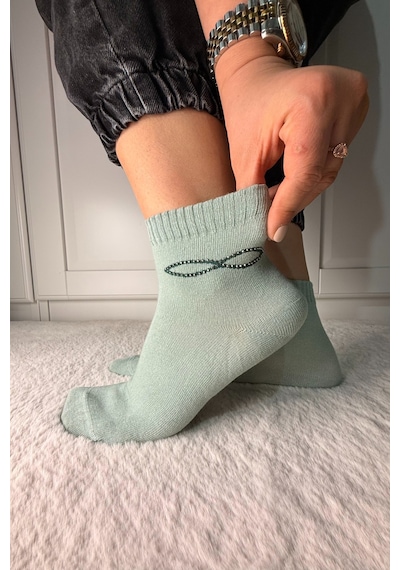 Ozzy Socks 3 Çift Kadın Taş Detaylı Dikişsiz & Takviyeli Patik Çorap Krem