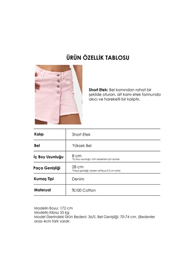 Itsbasic Kadın Pembe 6s6-98 Denim Şort Etek