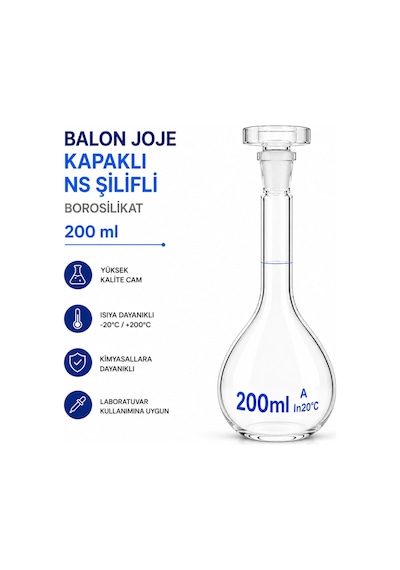 Balon Joje Kapaklı Ns Şilifli Borosilikat 200 Ml