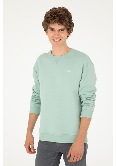 U.S. Polo Assn. Erkek Bisiklet Yaka Su Yeşili Basic Şardonlu Sweatshirt 50295148-VR048