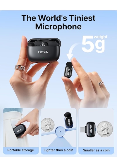 Boya Mini-14 2tx+1rx+cc Android - Tablet - Pc İçin Gürültü Engelleyicili Kablosuz Yaka Mikrofonu