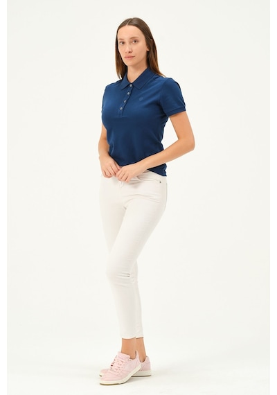 Msw Kadın Kısa Kollu Regular Fit Polo Yaka T-shirt Marin