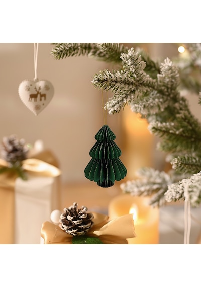 Karaca Home New Year Yılbaşı Çam Ağacı Şekilli 3 Adet Ağaç Süsü 9,5x15 Cm