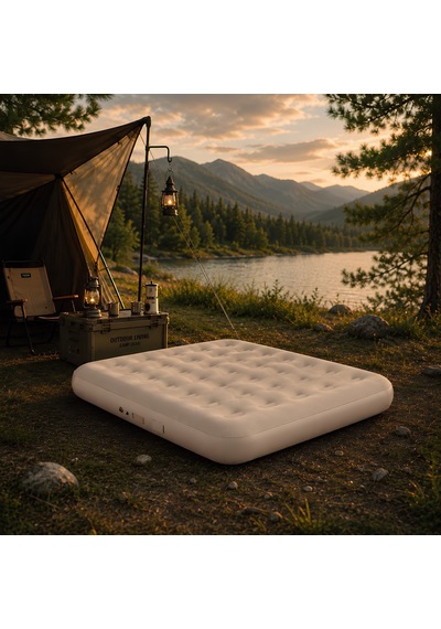 Inflatable Mattress Kmp261 150x200 İki Kişilik Kamp Ve Seyahat Şişme Yatağı Siyah