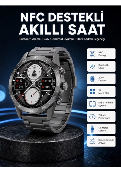 Akıllı Saat Çelik Kordon Çağrı Cevaplama Amoled Ekran Titreşimli Uyku Ve Takibi