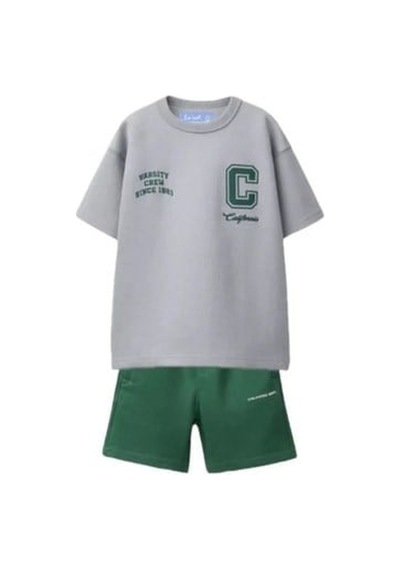 Erkek Çocuk Pamuklu Gri Baskılı T-shirt Ve Yeşil Şort Takım - Kolej Temalı Çok Renkli Erkek Çocuk Pamuklu Gri Baskılı T-shirt Ve Yeşil Şort Takım - Kolej Temalı Çok Renkli