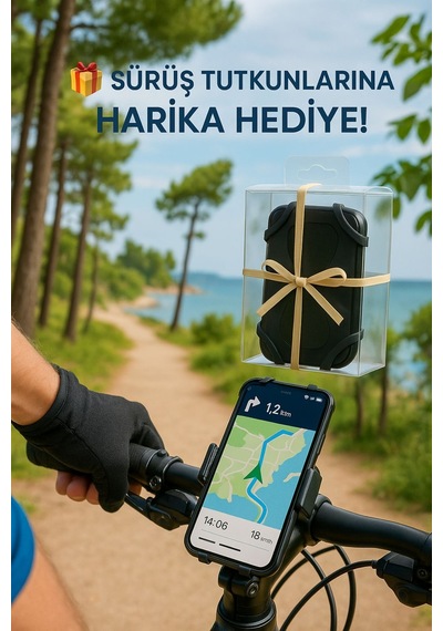 Lastikli 360 Dönebilen Bisiklet Telefon Tutucu Tüm Modellerle Uyumlu, Gidon Montajlı Diğer