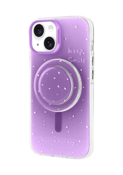 Apple Uyumlu iPhone 14 Kılıf M-safe Şarj Özellikli Tak-çıkar Pop Soketli Zore Tiktok Kapak Mor