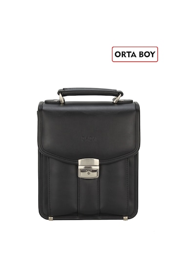Dada Kilit Mekanizmalı Siyah Renk Piremium Orta Boy Erkek El Çantası Omuz Askılı