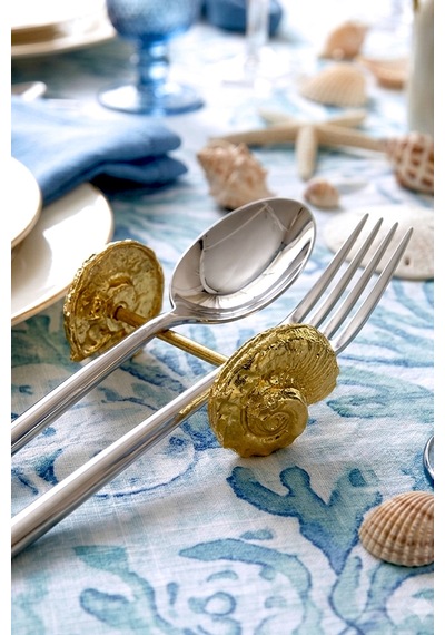 2'li Metal Gold Sarmal Çatal Kaşık Bıçak Standı Altın