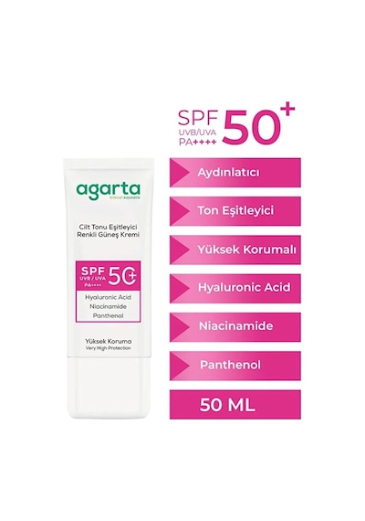 Agarta Cilt Tonu Eşitleyici Kapatıcı Etkili Güneş Kremi 50 Ml