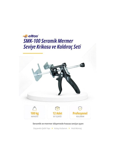 Eltos Smk-100 Seramik Mermer Seviye Krikosu Ve Kaldıraç Seti 100 Kg Kapasiteli 12 Adet