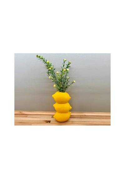 Alvera Decor Limon Formlu Dekoratif Vazo Üst Üste Limon Tasarımlı Mutfak Çiçekliği Kuru Çiçek Renkli