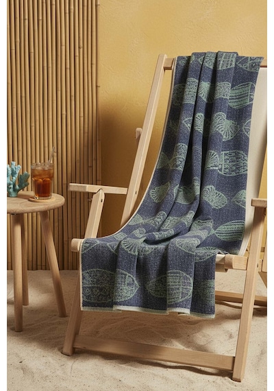 Lacivert & Turkuaz Aztec %100 Pamuklu Plaj Havlusu 70x140 Cm Çok Renkli