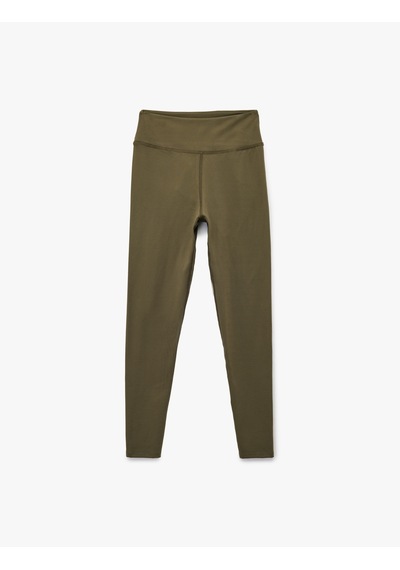Koton Yüksek Bel Skinny Fit İnterlok Dikiş Detaylı Spor Tayt Haki 6wak40046nk Haki