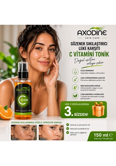 Axodine Canlandırıcı ve Nemlendirici Yüz Temizleyici Tonik 150 ML
