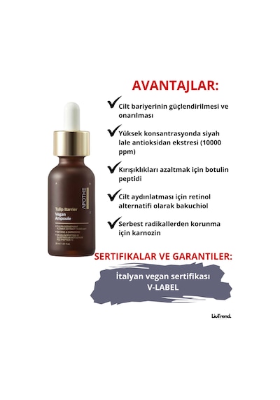 Apothe Tulip Barrier Vegan Ampoule 30 Ml Siyah Lale İle Bariyer Ampul
