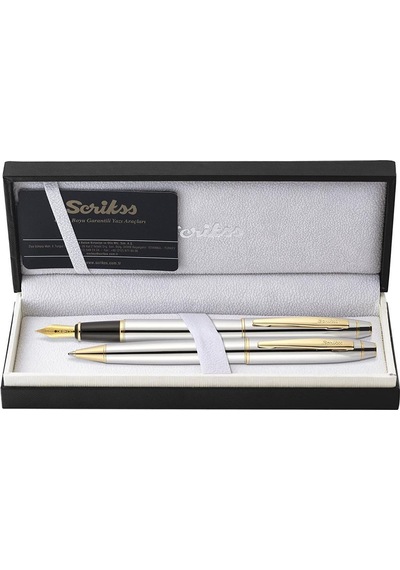 Scrikss 35 Dolma + Tükenmez Kalem Seti Gold Krom