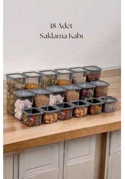 18'li 3 Boy Kavanoz Seti & Saklama Kabı & Erzak Kabı 6x650/1300/1900 Ml 40 Lı Etiket Hediyeli Genel