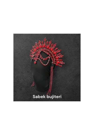 Alys-alınlıklı After Party Gelin Tacı,kına,nişan,söz,after,bride,party Taç Kırmızı - 735420804 Kırmızı