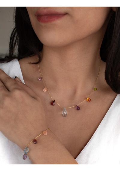 Doğan Diamond 925 Ayar Gümüş Altın Kaplama Multicolor Set - Collezione Arcobaleno