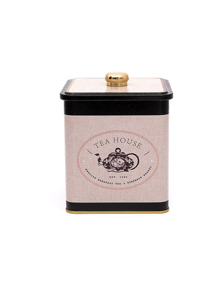 Azura Tea Desenli Kare Metal Saklama Kabı 12 x 12 x 13.7 CM 1.8 L Çok Renkli