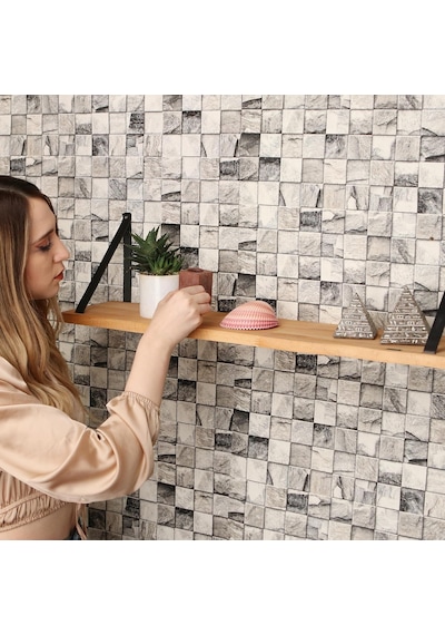 Duvar Rafı, Dekoratif Duvar Rafı, Masif Kayın Modern Duvar Rafı - 80 Cm