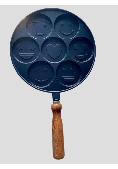 Babi Home Granit Pankek Tava Gülenyüz Emojili Krep Tava 26 Cm Siyah Sökülebilir Kulplu Siyah - Kahverengi