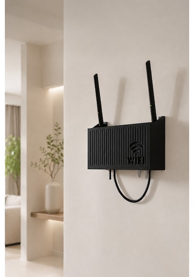 Duvara Asılabilir Wifi Vidalı Askı Yapışkanlı Modem Kutusu WiFi Router Rafı  25x15x6cm