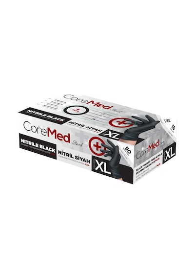 Ekstra Kalın Nitril Siyah Plus Muayene Eldiveni Xl - 5 Paket 50'li