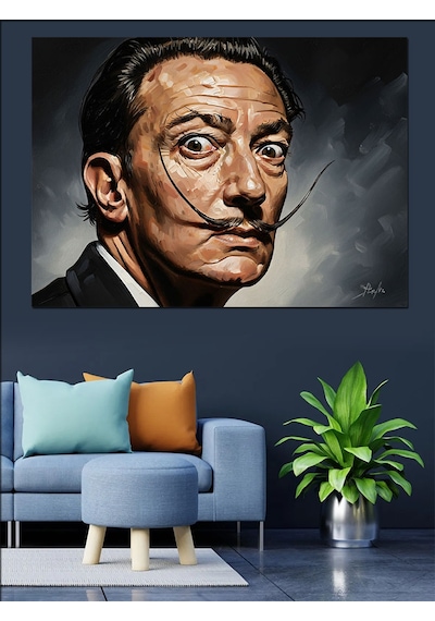 Ahşap Tablo Ünlü Ressam Salvador Dali Portresi İnsan Figürlü Tablolar