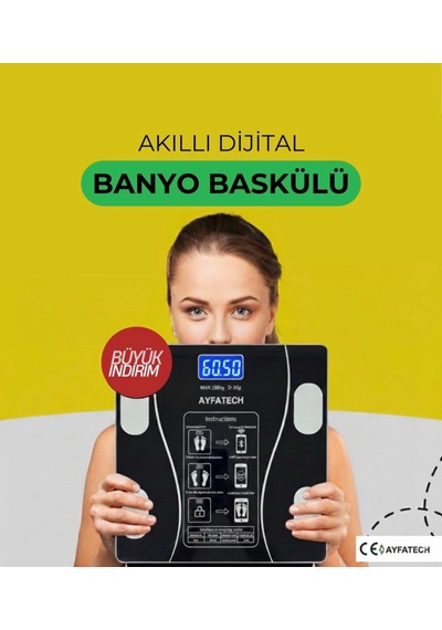 Dijital Baskül Yağ Su Kas Vücut Kitle Endeksi Kilo Ölçer Baskül-tartı