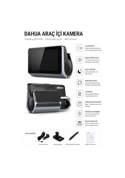 S6 2k 1920p 1080p G-sensör Gece Görüş Destekli Döngüsel Kayıt Yapabilen Geniş Açılı Mobil Uygulamalı Ön Ve Arka Çift Araç İçi Kamera