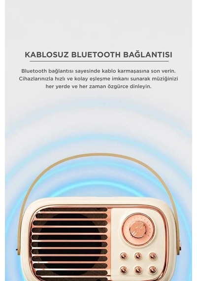 Delux Serisi Torima Bluetooh Hoparlör Bts-1956 Bej Seyahat Piknik Müzik Aleti