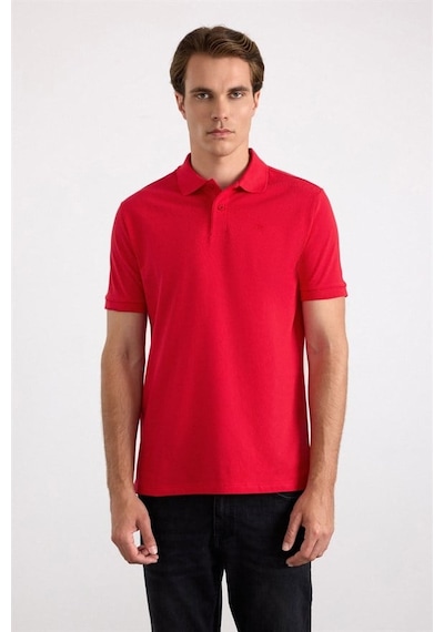 Süvari Gül Kurusu Slim Düz Nakışlı Pike Düğmeli Polo Yaka Tişört Ts1014000474-k03 Gülkurusu