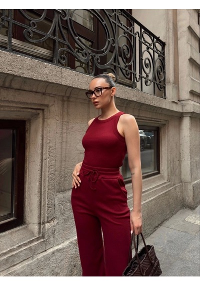 Byb Moda Tasarım Atletli Kaşkorse Takım S3986 Bordo