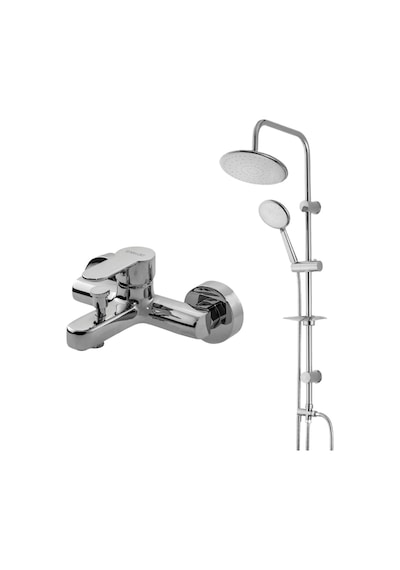Newarc Domino Duş Ünitesi + Banyo Bataryası Set 440615-971511 Krom