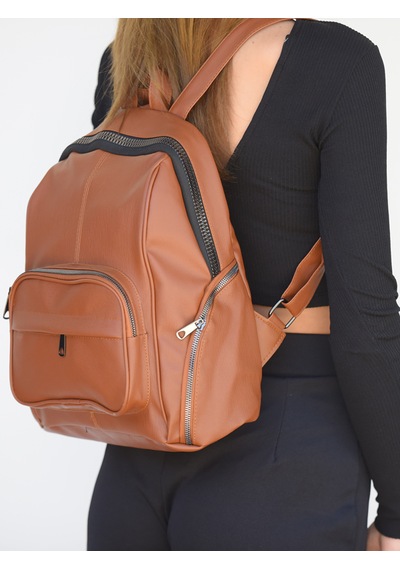 Jara Bag Frida Kadın Sırt Çantası Şık, Yumuşak Dokulu Ve 5 Bölmeli Taba