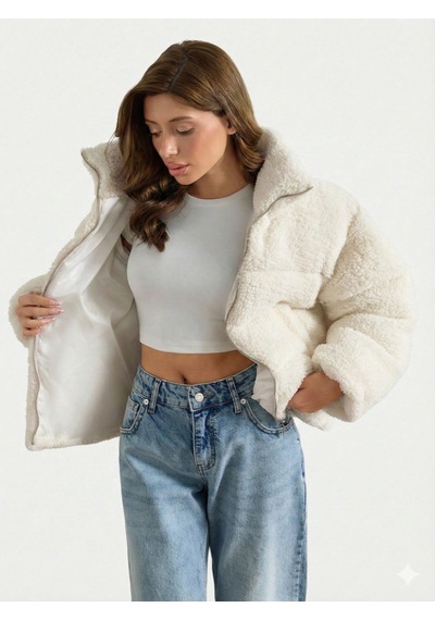 Ribana Classic Kadın Ekru Yüksek Yaka Trend Astarlı Kuzu Şişme Peluş Kumaş Kısa Mont 2283 Ekru Ribana Classic Kadın Ekru Yüksek Yaka Trend Astarlı Kuzu Şişme Peluş Kumaş Kısa Mont 2283 Ekru